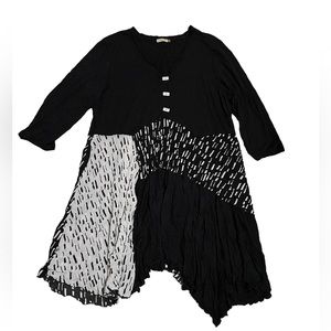 Chalet Orla Jacket Patchwork Lightweight Lagenlook Flow Tunic Size 1X Black